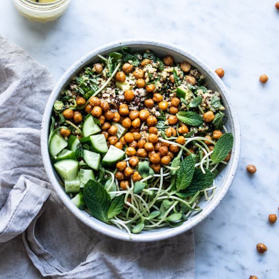 Quinoa Salad with Crispy Chickpeas - Recipe photo by sarahbellnutrition