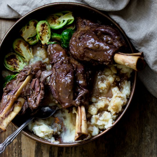 Miso Red Wine Braised Lamb Shanks - Recipe photo by pupswithchopsticks