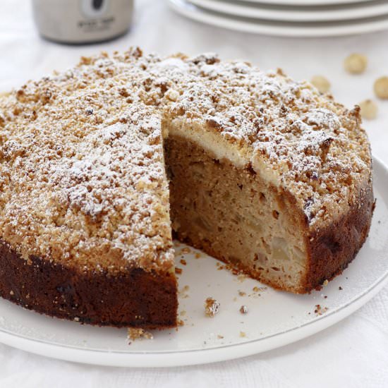 Pear Cake with Hazelnut Streusel - Recipe photo by lilcookieblog