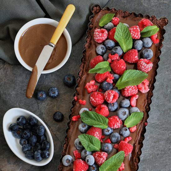 Vegan chocolate caramel tart - Recipe photo by vanillafrost4