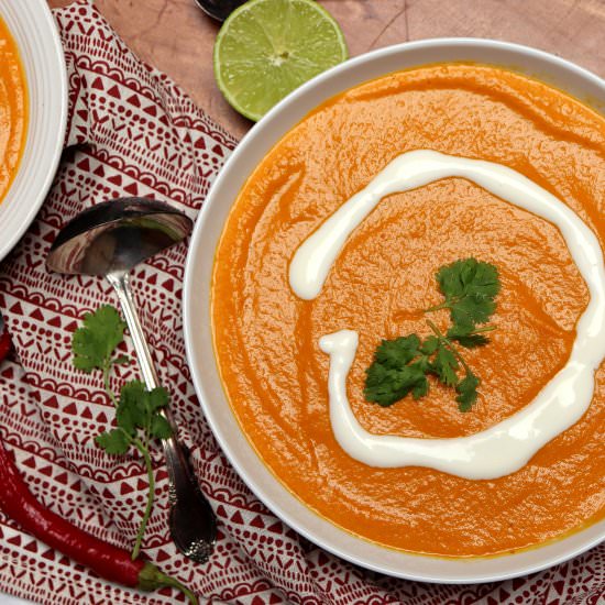 Thai Peanut Pumpkin Curry Soup - Recipe photo by chapiskitchen