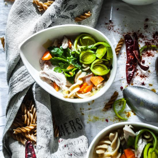 Chicken Soup with Wholegrain Pasta - Recipe photo by PenelopeCooks