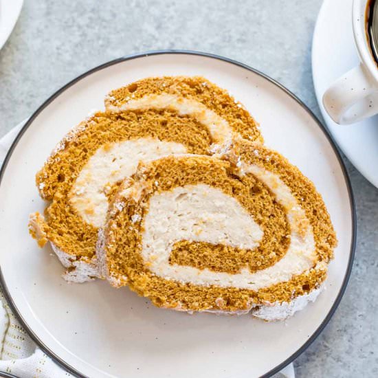 Pumpkin Cake Roll with Cookie Butte - Recipe photo by Strawberry Blondie Kitchen