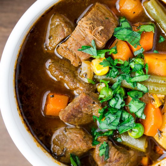 Instant Pot Vegetable Beef Soup - Recipe photo by Delicious Little Bites