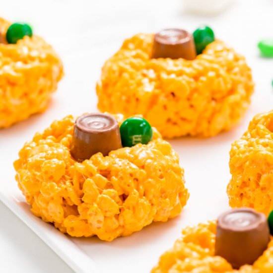 Rice Krispie treat pumpkins - Recipe photo by thanksgiving