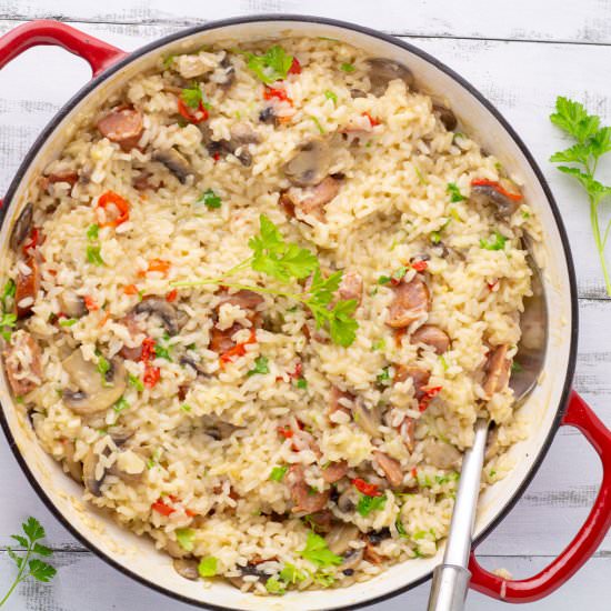 Mushroom, Chorizo & Chiili Risotto - Recipe photo by icingonthesteak