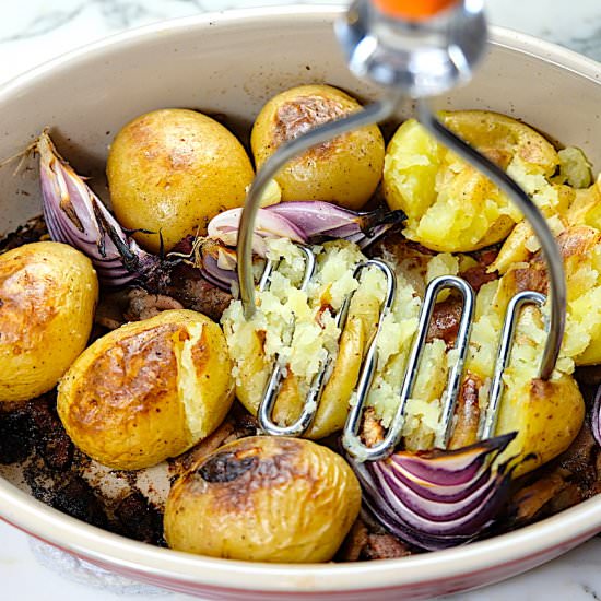 Rosemary Smashed Potatoes - Recipe photo by SipsNibblesBites