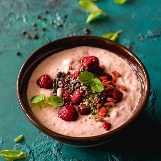 Millet raspberry pudding - Recipe photo by Flymetothespoon