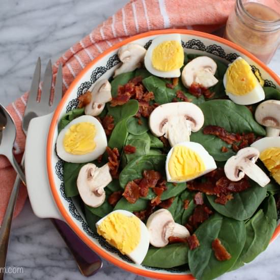 Spinach Salad with Bacon Dressing - Recipe photo by KrazyKitchenMom