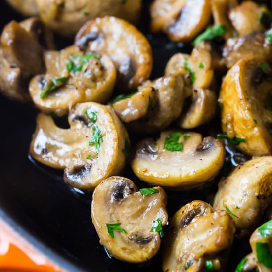 Sauteed Mushrroms and Garlic Butter - Recipe photo by rachelcooksblog