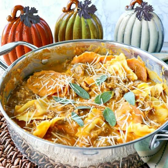 Ravioli with Pumpkin Vodka Sauce - Recipe photo by Kudos Kitchen by Renee