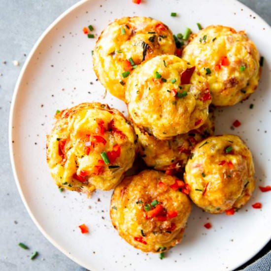 Bacon Cheddar Chive Egg Muffins - Recipe photo by the wholesome recipe box