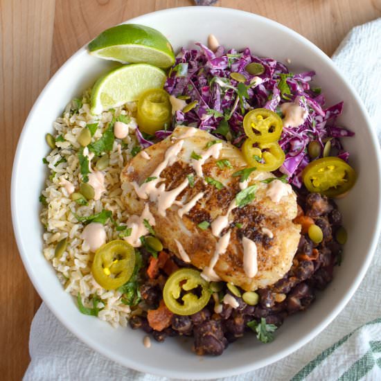 Fish Taco Bowls with Slaw - Recipe photo by ibroughtbread