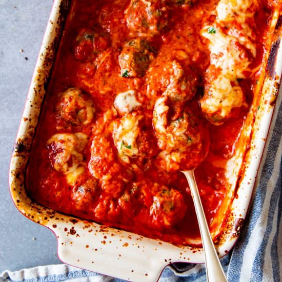 Cheesy Meatball Casserole - Recipe photo by the wholesome recipe box