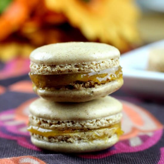 Pumpkin Spiced Orange Macarons - Recipe photo by forkingup