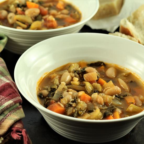 Swiss Chard and White Bean Stew - Recipe photo by Mangia Bedda