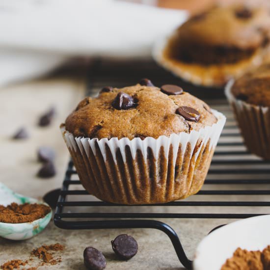 Chocolate-Chip Pumpkin Muffins - Recipe photo by whoneedssalad