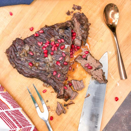Pomegranate-Red Wine Brisket - Recipe photo by CandidlyDelicious