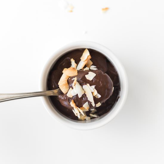 silky chocolate coconut pudding - Recipe photo by withspice