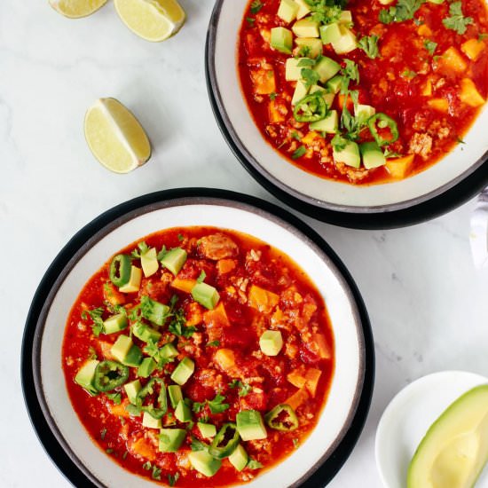Whole30 Pumpkin Chili - Recipe photo by PrimaveraKitchen