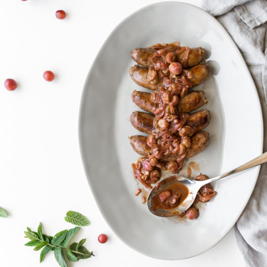 sausages with grapes and balsamic - Recipe photo by withspice