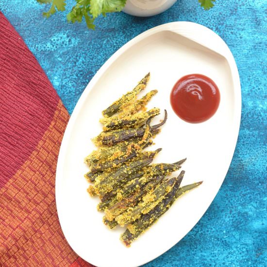 Semolina Coated Crispy Ladyfingers - Recipe photo by rakshaskitchen