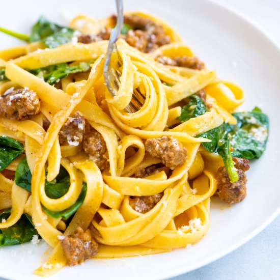 Sausage Fettuccine Alfredo - Recipe photo by inspiredtaste