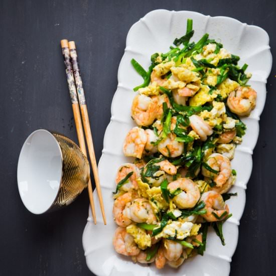 Stir-fried shrimp and garlic chives - Recipe photo by WhatToCookToday