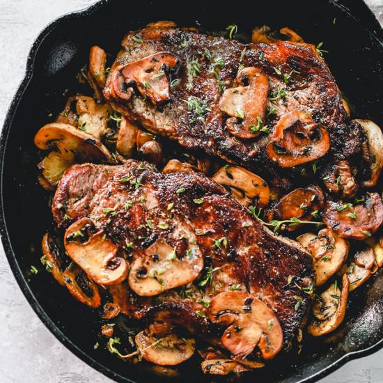 Pan Seared Steak with Mushrooms - Recipe photo by PrimaveraKitchen