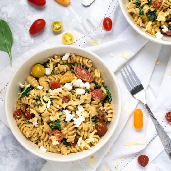 Creamy Spinach Pasta - Recipe photo by happyveggiekitchen