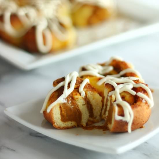 Keto Pumpkin Cinnamon Rolls - Recipe photo by Officially Gluten Free