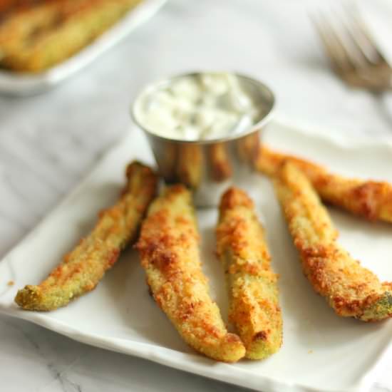 Keto Oven "Fried" Pickles - Recipe photo by Officially Gluten Free