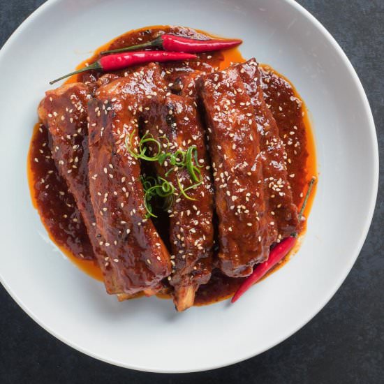 korean braised pork ribs - Recipe photo by glebekitchen
