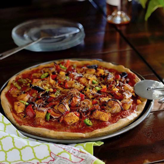 Multigrain pizza crust with paneer - Recipe photo by tjake