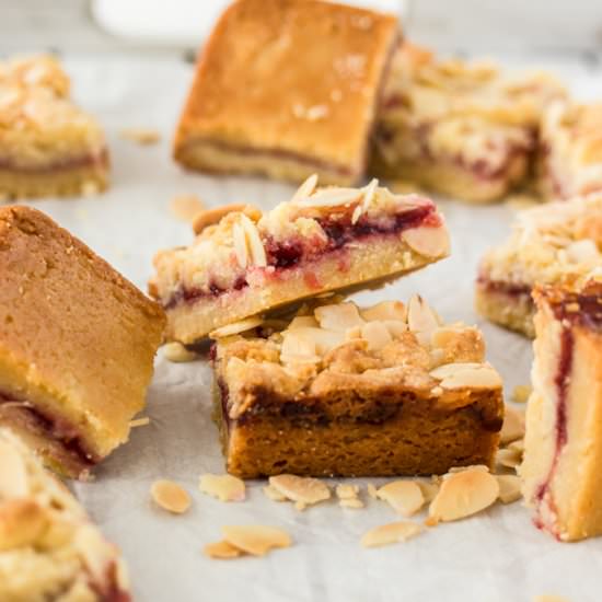 Raspberry Almond Shortbread Bars - Recipe photo by sugarsaltmagic