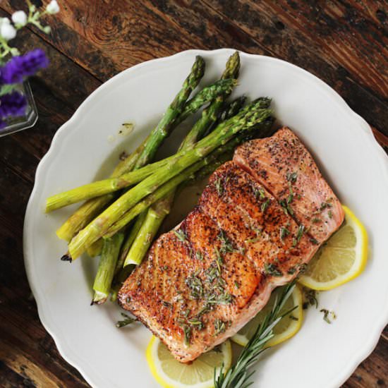 Pan Seared Salmon + Herbed Butter - Recipe photo by Buy This Cook That