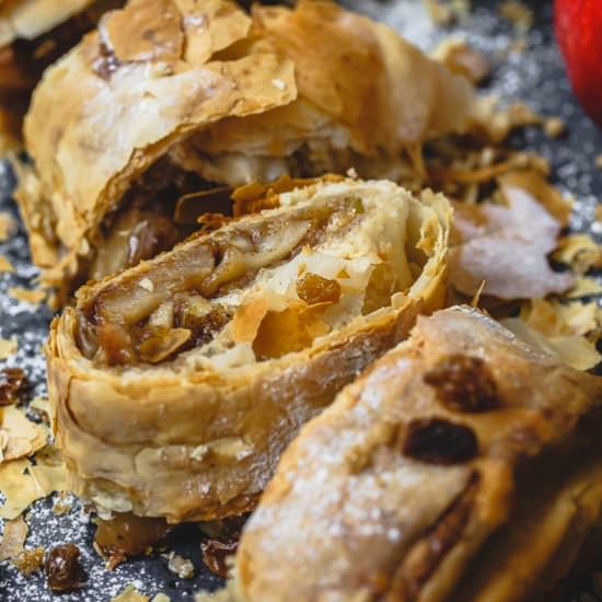 Easy Phyllo Apple Strudel - Recipe photo by The Mediterranean Dish