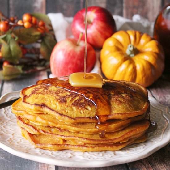 Spiced Pumpkin Apple Pancakes - Recipe photo by Baked_Broiled_Basted