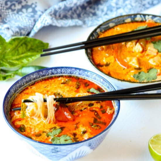 Thai Red Curry Chicken Soup - Recipe photo by the food blog