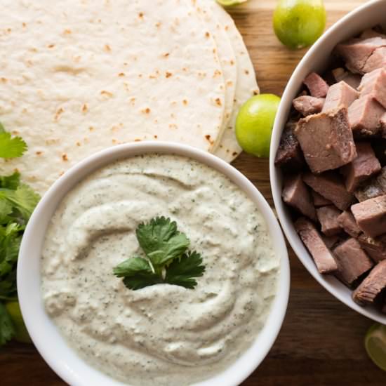 Cilantro Lime Sauce - Recipe photo by A Table Full of Joy