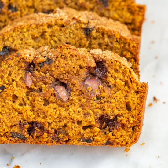 Chocolate Chunk Pumpkin Bread Recip - Recipe photo by confessionsofabakingqueen