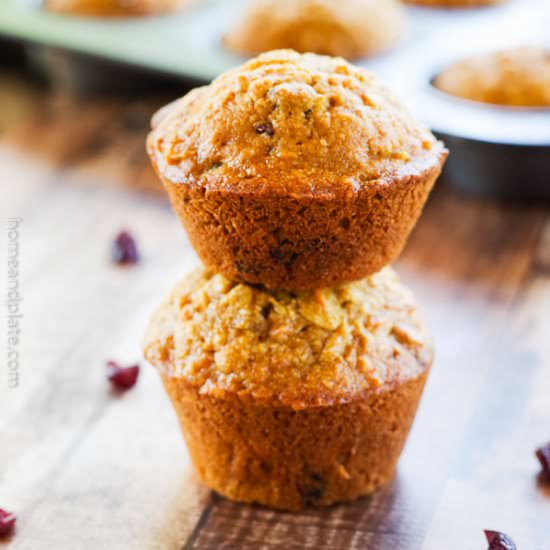 Apple Carrot Oatmeal Muffins - Recipe photo by homeandplate