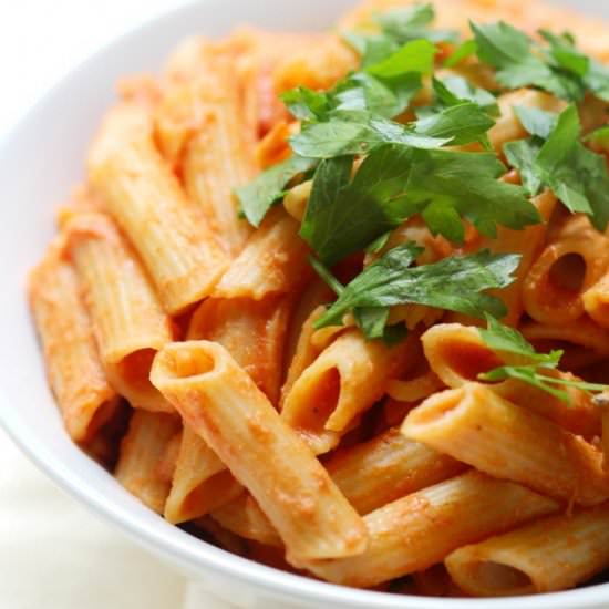 Lightened Up GF/V Penne alla Vodka - Recipe photo by strengthandsunshine