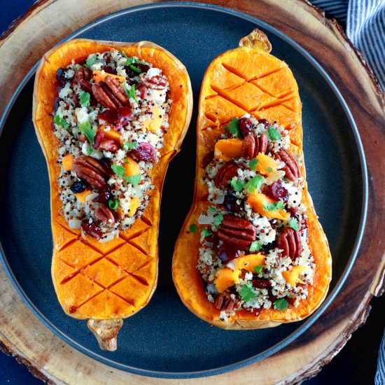 Cranberry Quinoa Stuffed Butternut - Recipe photo by Dels cooking twist