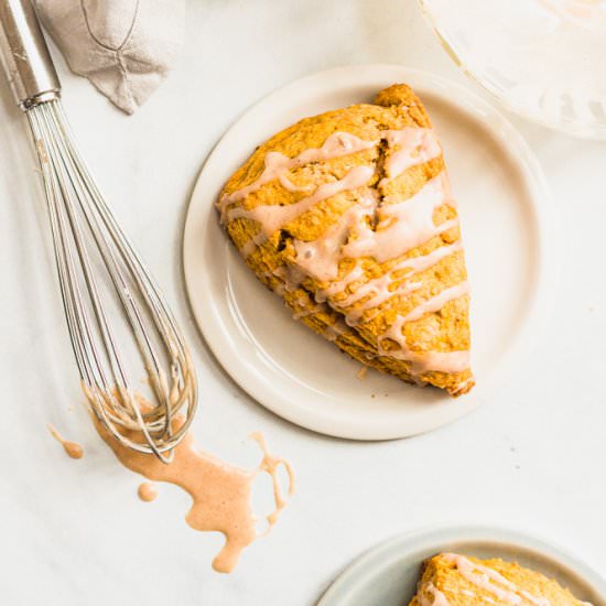 Pumpkin Scones with Maple Glaze - Recipe photo by foodandtable
