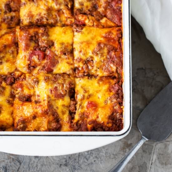 Taco Lasagna - Recipe photo by ONEarmedMAMA