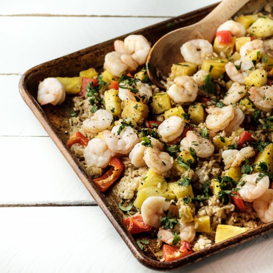 Sheet Pan Shrimp with Pineapple - Recipe photo by sidewalkshoes