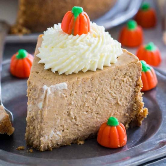 Instant Pot Pumpkin Cheesecake - Recipe photo by peasandpeonies