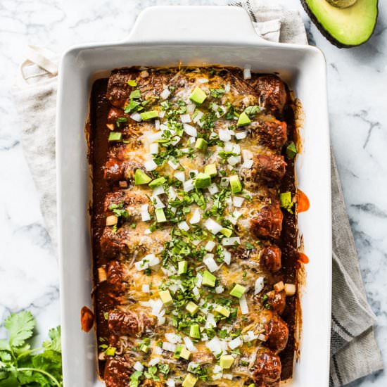Red Chicken Enchiladas - Recipe photo by isabeleats