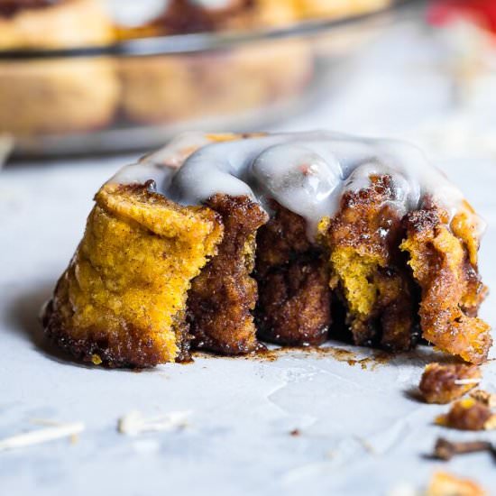 Vegan Pumpkin Spice Cinnamon Rolls - Recipe photo by foodfaithfitness